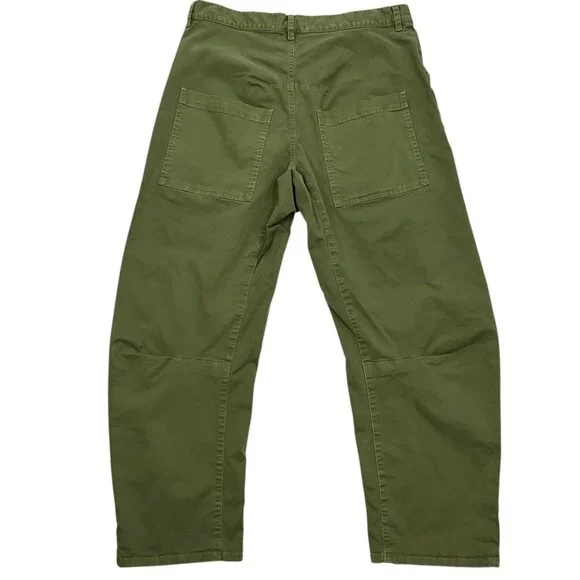 Nili Lotan Shon Pants Green Barrel Cropped Wide Leg Baggy Size 8 - Picture 5 of 10